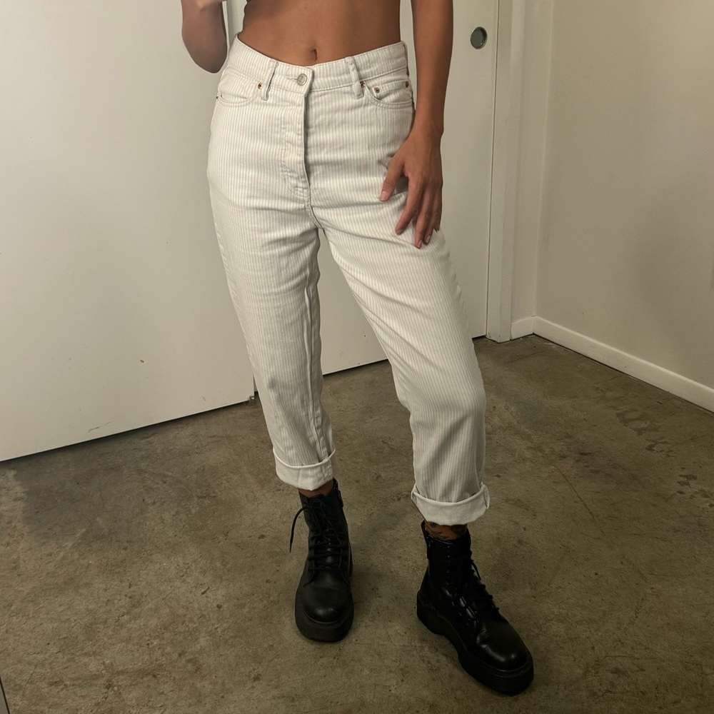 Slim Straight Light Stripe Jeans